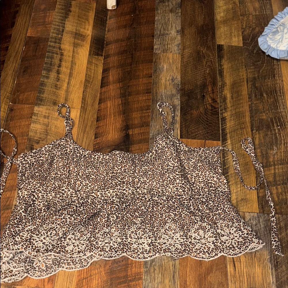 American Eagle Leopard Eyelet Cami